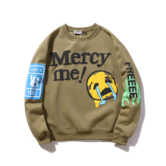 Kanye West Streetwear Letter Puff Fleece Oversize O Neck Stranger Sweatshirts 4