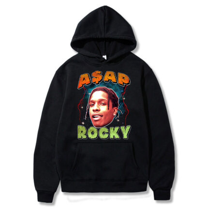 90s Rapper Asap Rocky Men Vintage Graphic Long Sleeve Pullover Hoodie 1