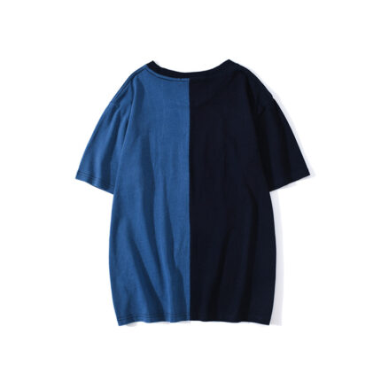 BAPE Half Black Blue Shark Print Short Sleeve T-shirt 2