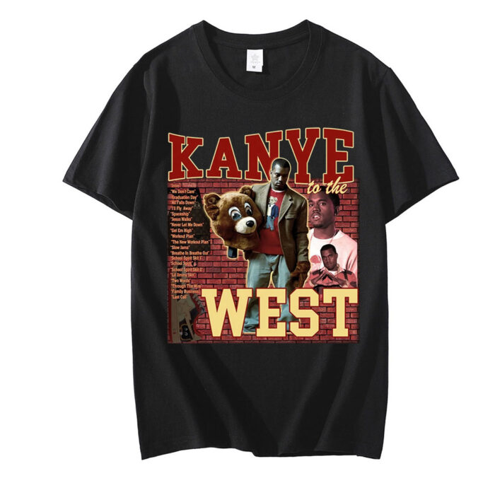 Kanye West 90s Vintage Retro Unisex Graphic Black T Shirts 3