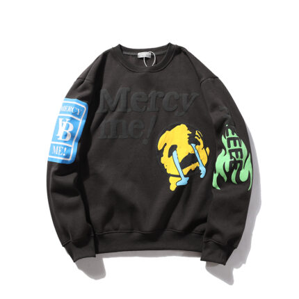 Kanye West Streetwear Letter Puff Fleece Oversize O Neck Stranger Sweatshirts 2