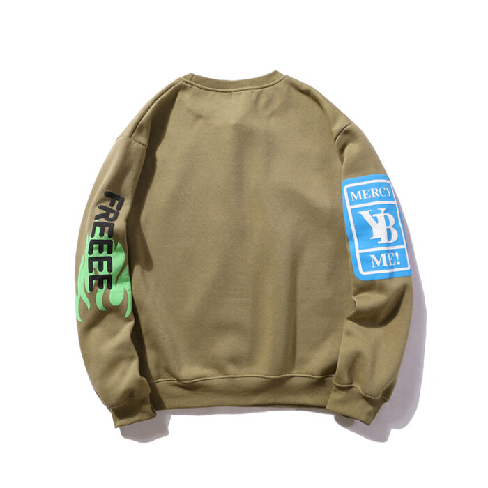 Kanye West Streetwear Letter Puff Fleece Oversize O Neck Stranger Sweatshirts 5