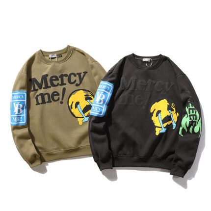 Kanye West Streetwear Letter Puff Fleece Oversize O Neck Stranger Sweatshirts 1