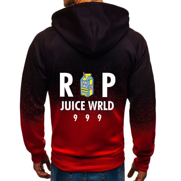 Juice Wrld RIP 999 Gradient Coats Harajuku Zipper Pullover Hoodie