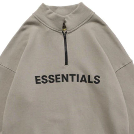 Essentials Half Zip High Collar Loose Hoodie