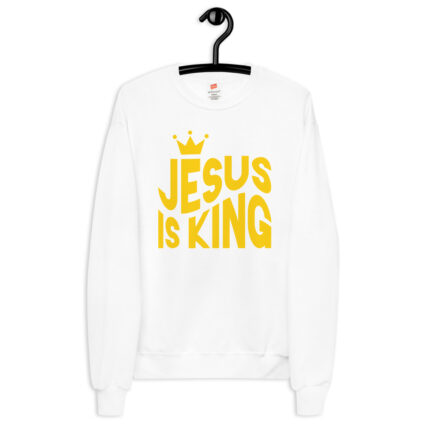 Crown Jesus is King Unisex Fleece Sweatshirt white