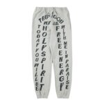 Jesus Is King Trust God Printed Pants grey