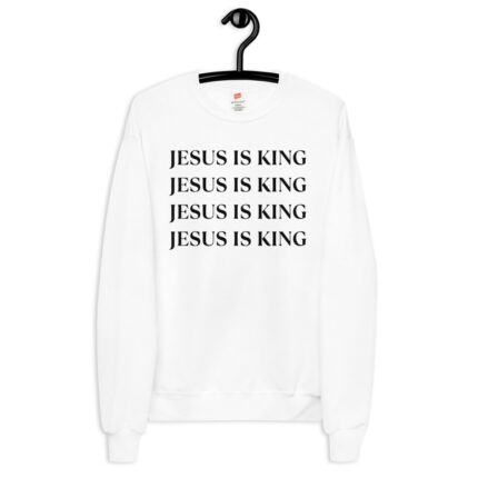 Jesus is King 4 Times White Unisex Fleece Sweatshirt