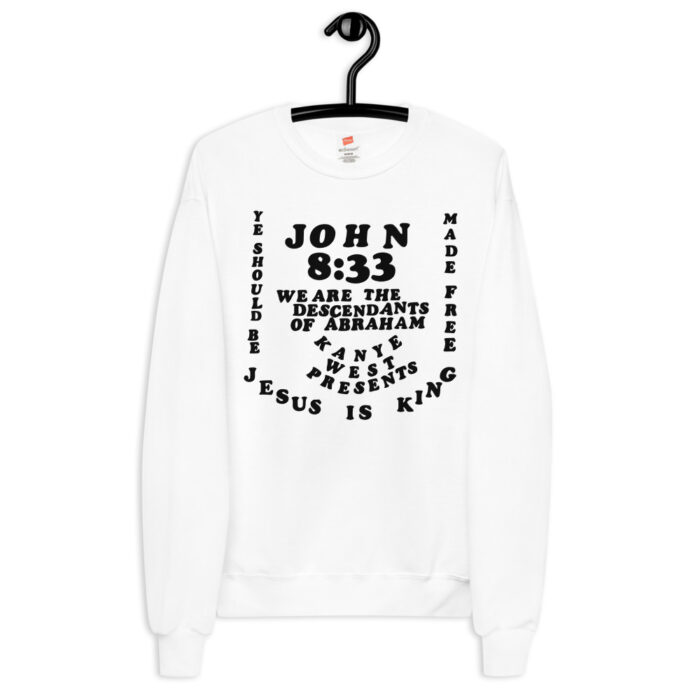 Jesus is King JOHN White Unisex Fleece Sweatshirt