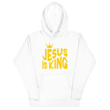 Jesus is King Yellow Unisex Hoodie white