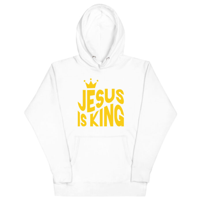 Jesus is King Yellow Unisex Hoodie white